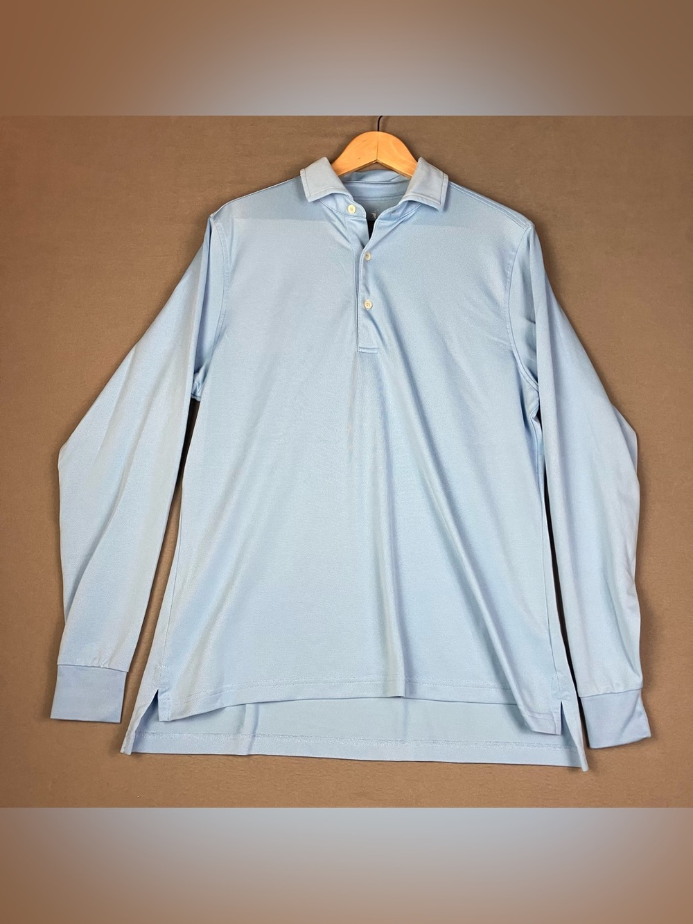 Fairway & Greene Men’s Size M Long Sleeve Golf Polo Shirt Light Blue Made In USA
